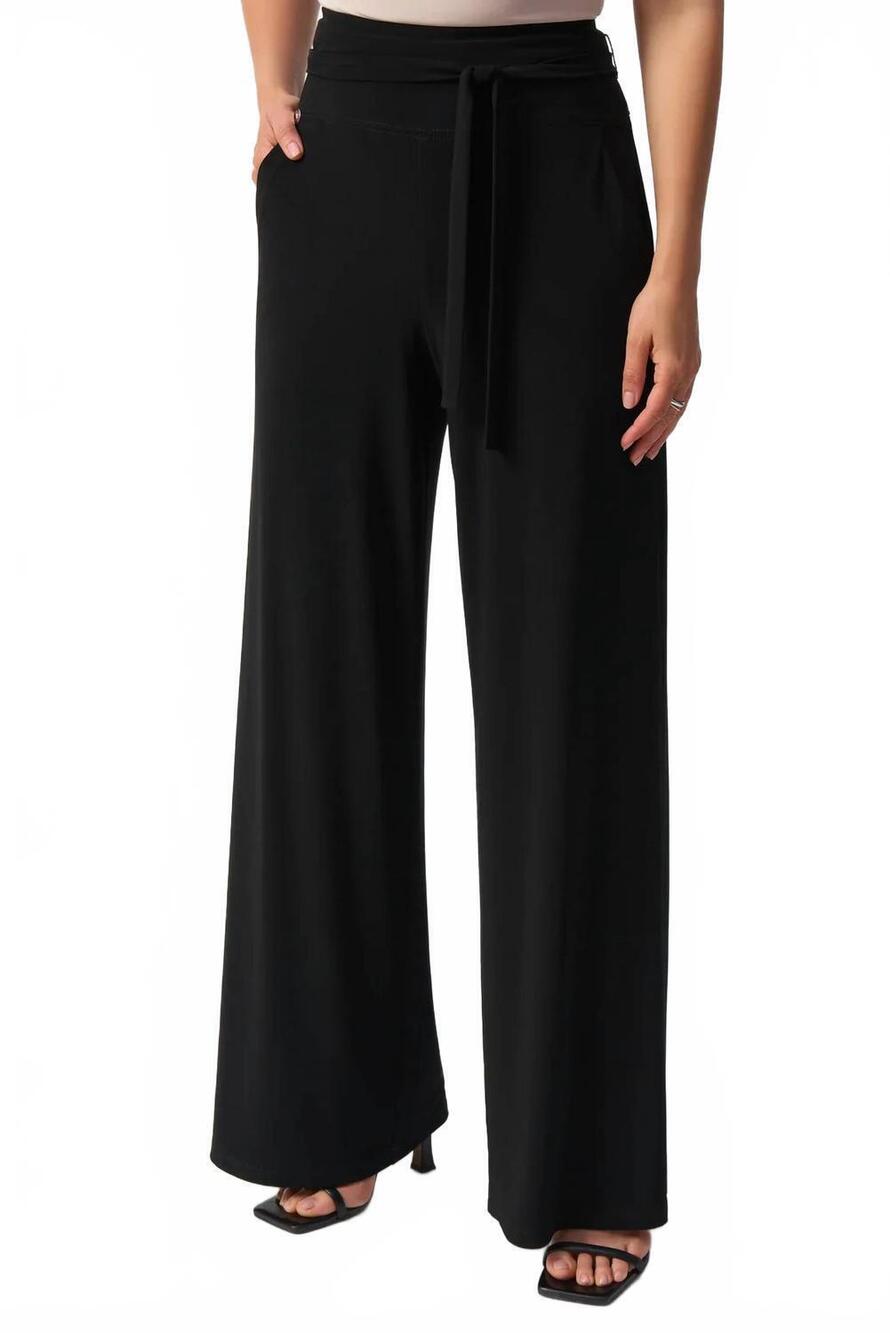 NEW JOSEPH RIBKOFF wide-leg mid-rise trousers in black